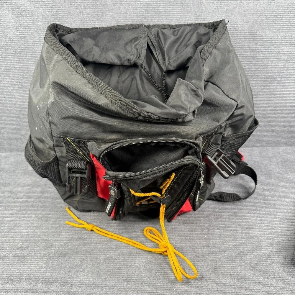 Vintage GUESS Backpack Red Black Nylon Hiking Rucksack School Bag 90s Y2K Gorp